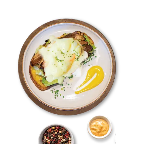 Briggs cat menu Egg Benedict with Beef Brisket